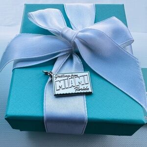 NEW Tiffany & Co Miami Postcard Charm in Silver